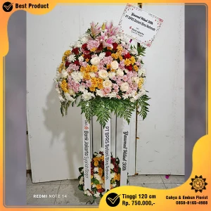 Bunga Standing 2 Tingkat Mawar & Lily Casablanca Tinggi 120cm - ST-015A